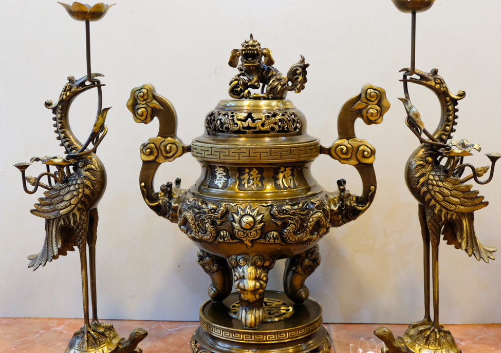 BỘ ĐỈNH HẠC THỜ CÚNG NHÀ THỜ HỌ